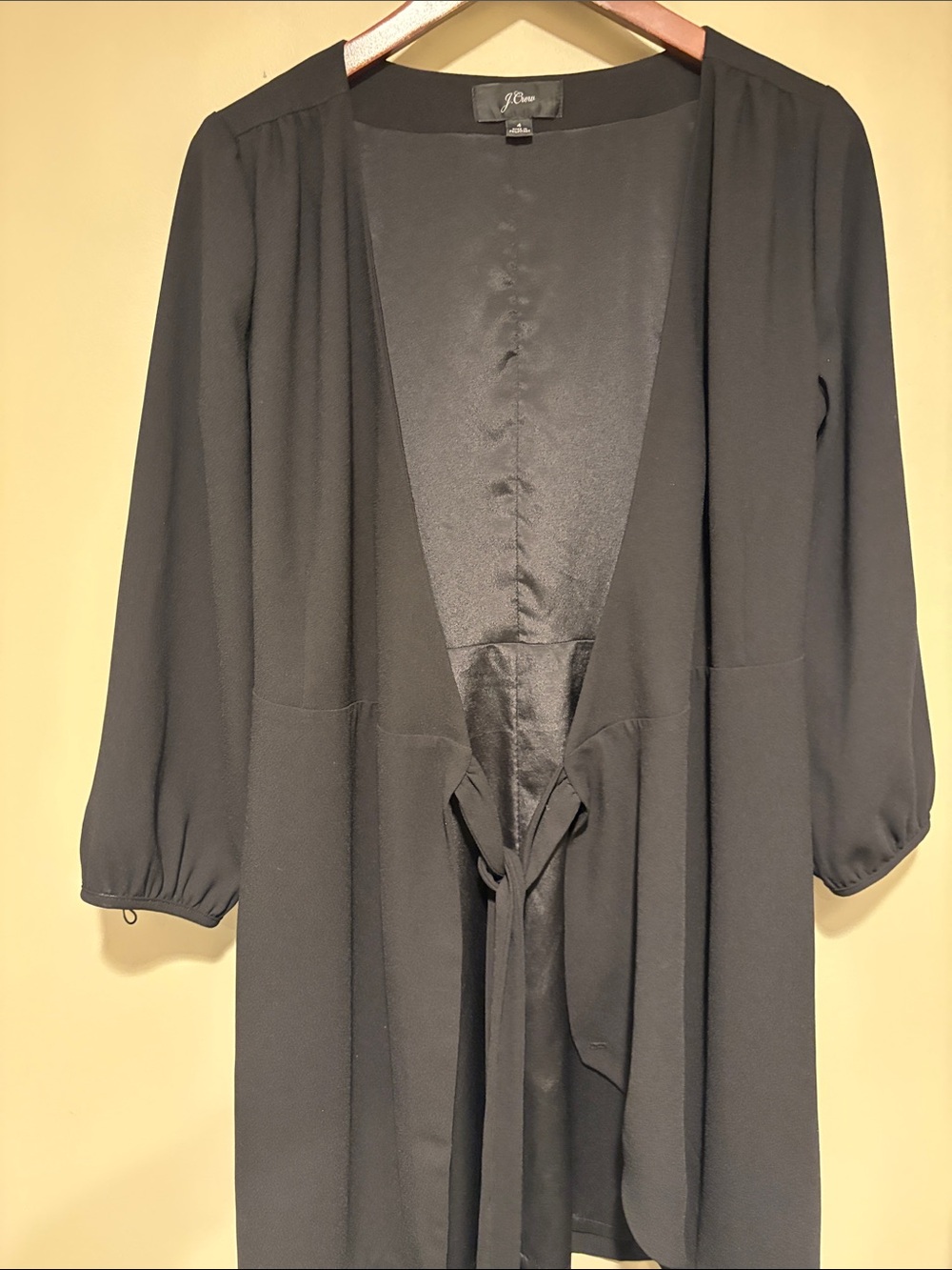 J. Crew Black Open-Front Tie Waist